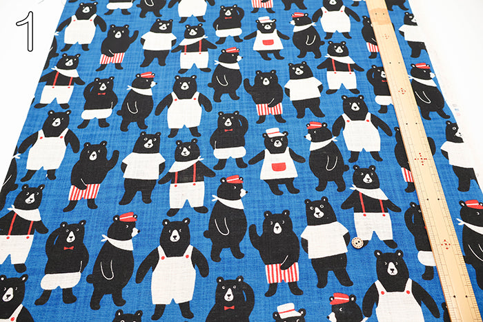 Linen-like Cotton Slub Fabric - Bear Wonderland - nomura tailor