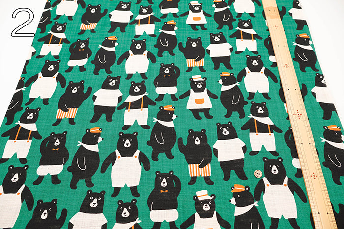 Linen-like Cotton Slub Fabric - Bear Wonderland - nomura tailor