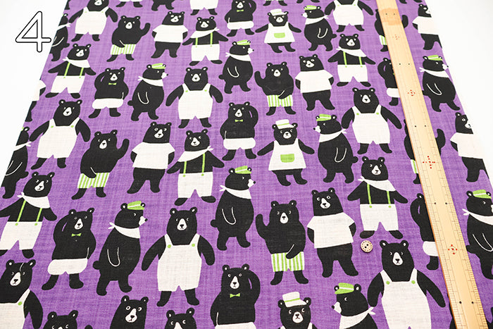 Linen-like Cotton Slub Fabric - Bear Wonderland - nomura tailor