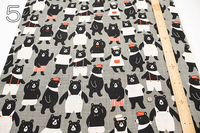 Linen-like Cotton Slub Fabric - Bear Wonderland - nomura tailor