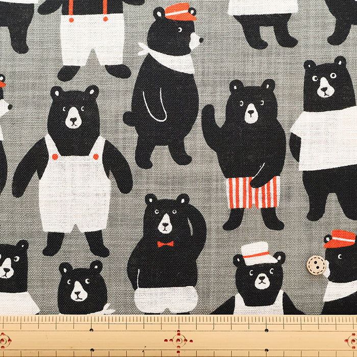 Linen-like Cotton Slub Fabric - Bear Wonderland - nomura tailor