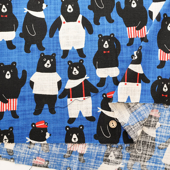 Linen-like Cotton Slub Fabric - Bear Wonderland - nomura tailor