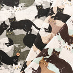 Linen-like Slub Fabric - Cat Carnival - nomura tailor