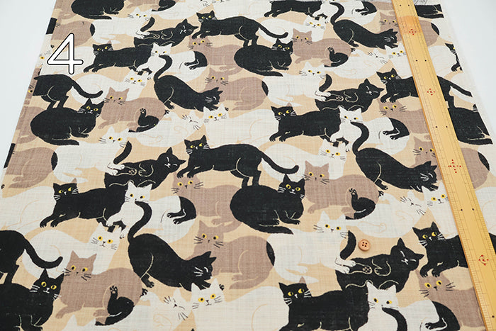 Linen-like Slub Fabric - Cat Carnival - nomura tailor