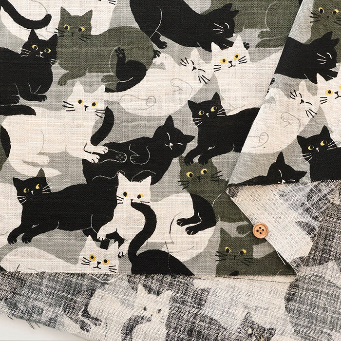 Linen-like Slub Fabric - Cat Carnival - nomura tailor