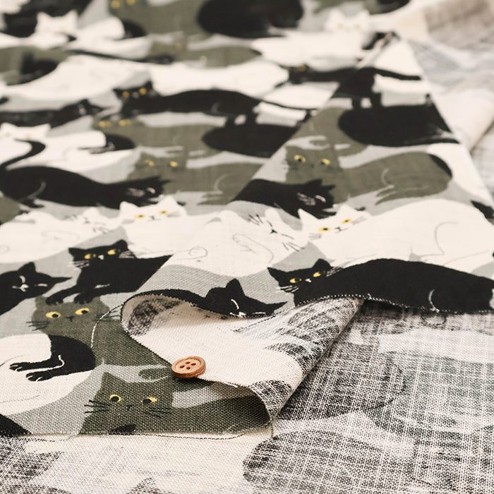 Linen-like Slub Fabric - Cat Carnival - nomura tailor