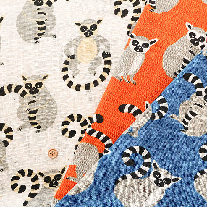 Linen-like Slub Fabric - Ring-tailed Lemur - nomura tailor