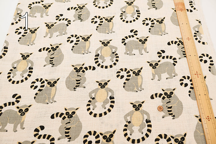 Linen-like Slub Fabric - Ring-tailed Lemur - nomura tailor