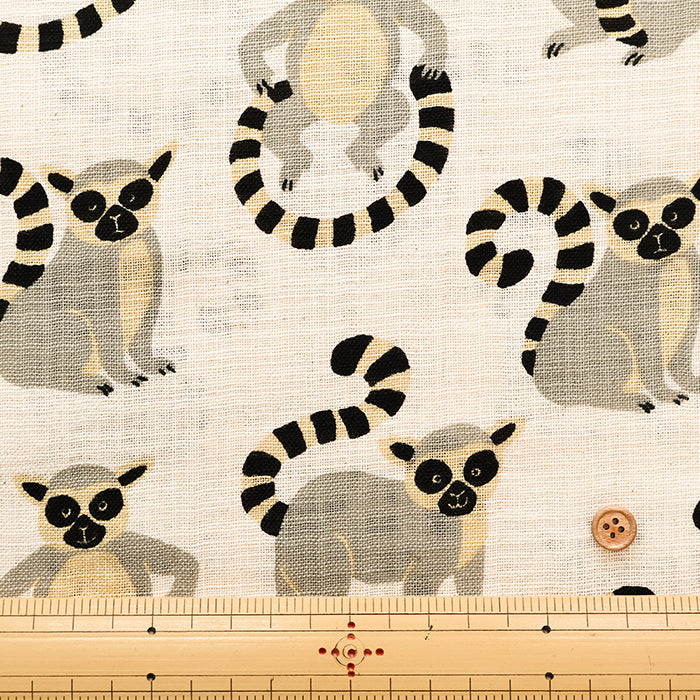 Linen-like Slub Fabric - Ring-tailed Lemur - nomura tailor