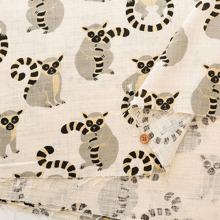 Linen-like Slub Fabric - Ring-tailed Lemur - nomura tailor