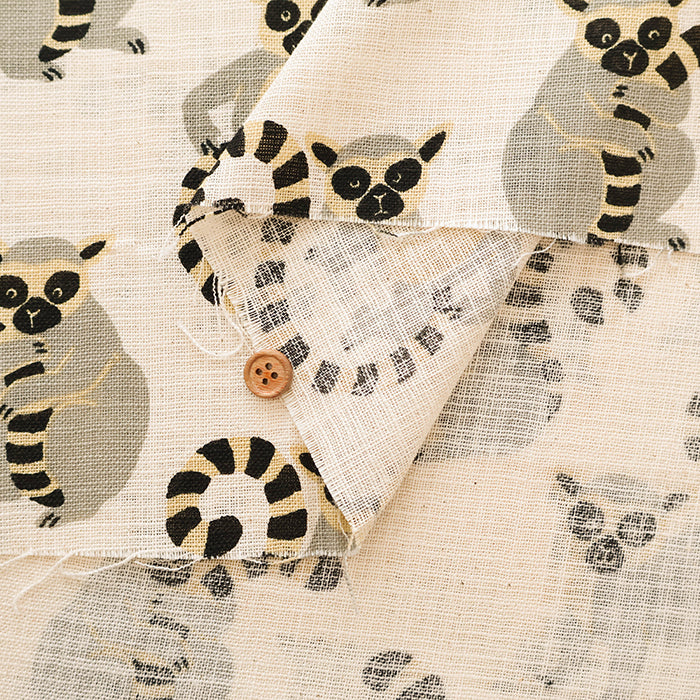 Linen-like Slub Fabric - Ring-tailed Lemur - nomura tailor