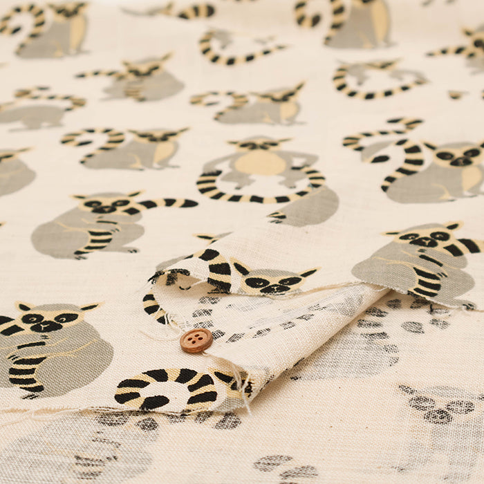 Linen-like Slub Fabric - Ring-tailed Lemur - nomura tailor