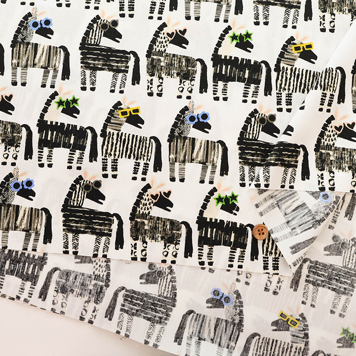 Cotton Broad Fabric - Playful Zebra - nomura tailor