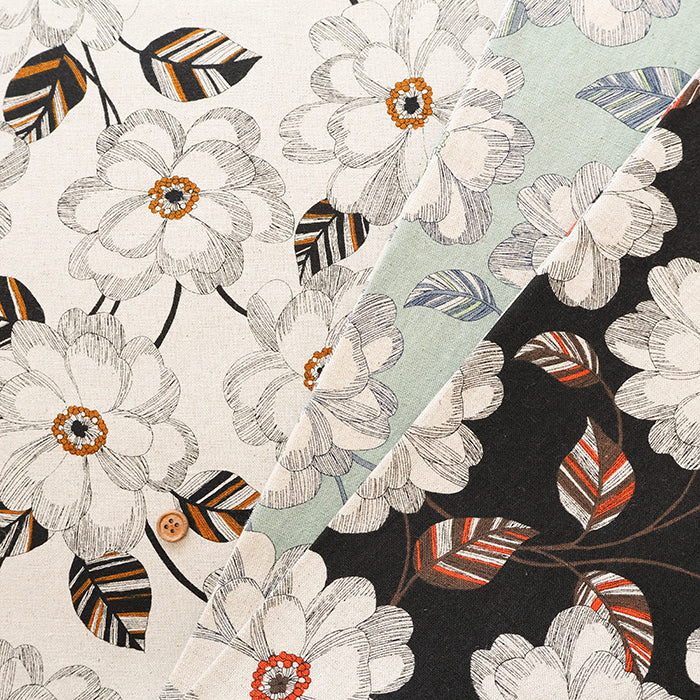 C/L Canvas Print Fabric - Peony - nomura tailor