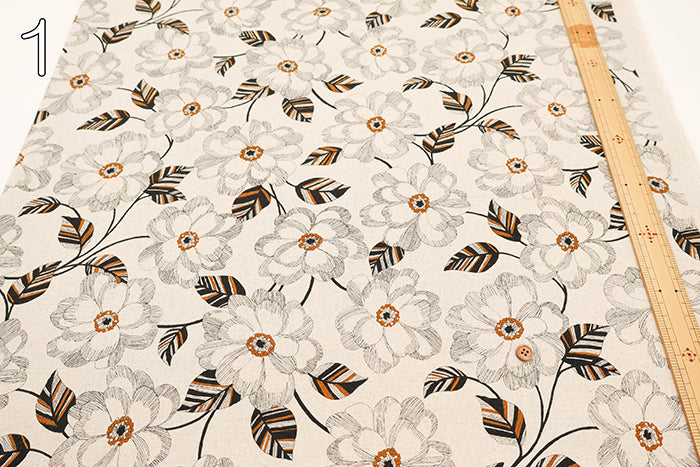 C/L Canvas Print Fabric - Peony - nomura tailor