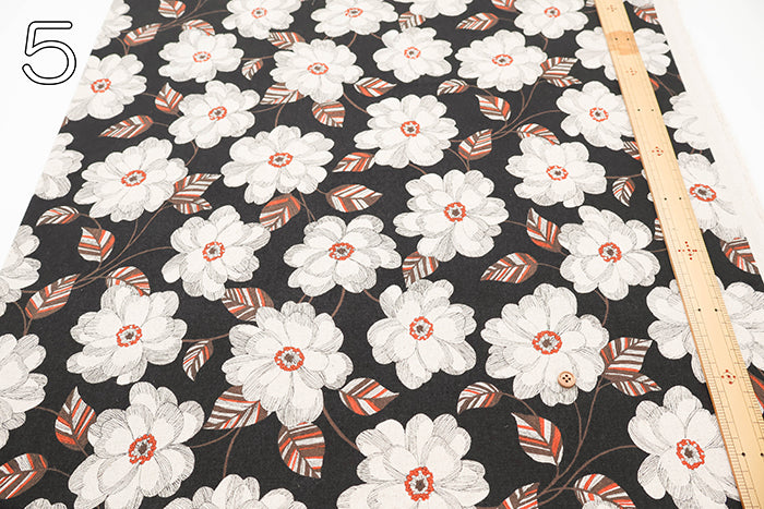 C/L Canvas Print Fabric - Peony - nomura tailor