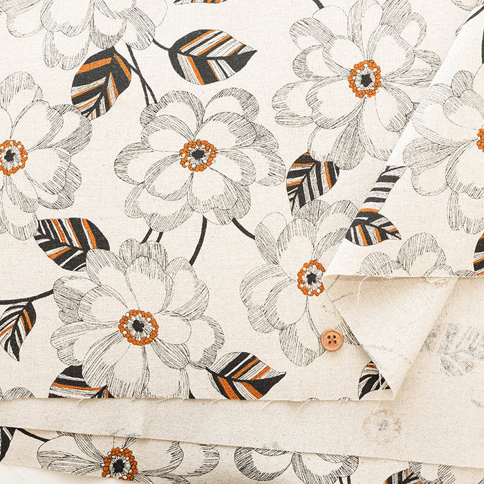 C/L Canvas Print Fabric - Peony - nomura tailor