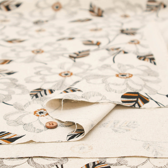 C/L Canvas Print Fabric - Peony - nomura tailor