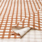 Cotton Linen-Like Slub Print Fabric - Check - nomura tailor