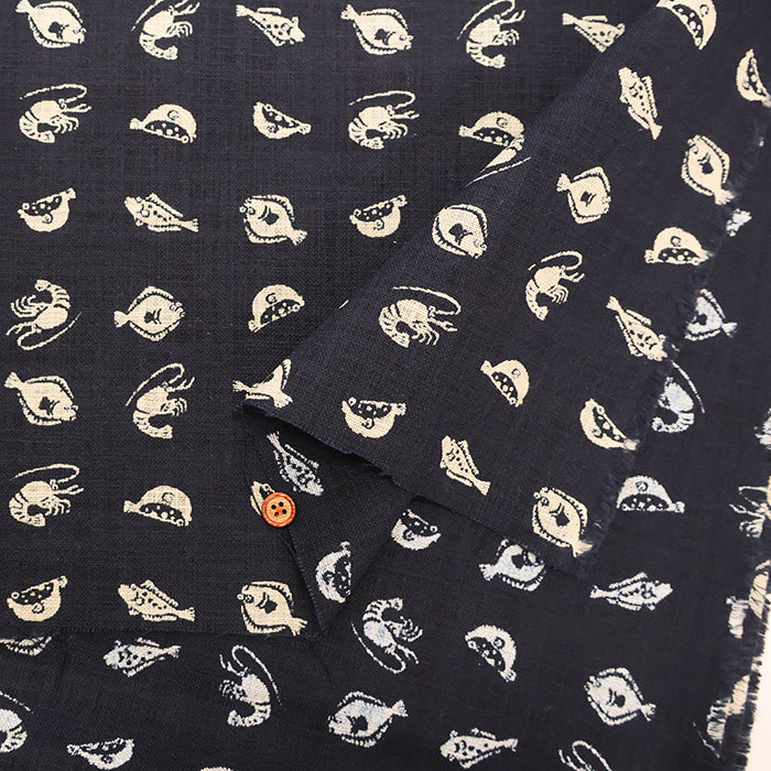 Cotton Irregular Yarn Cross Fabric - Fish - nomura tailor