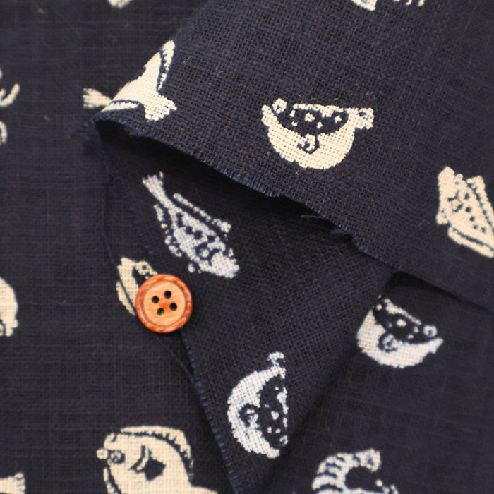 Cotton Irregular Yarn Cross Fabric - Fish - nomura tailor