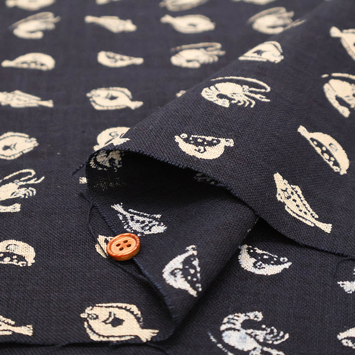 Cotton Irregular Yarn Cross Fabric - Fish - nomura tailor