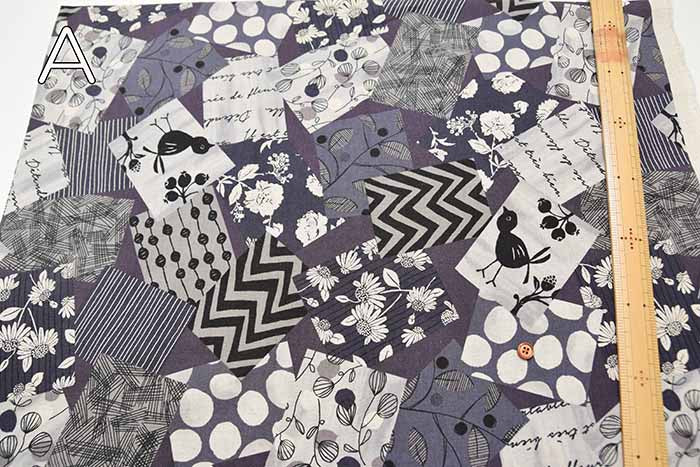 C/L muslin Print Fabric - Patchwork Style Flower - nomura tailor
