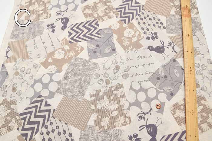 C/L muslin Print Fabric - Patchwork Style Flower - nomura tailor
