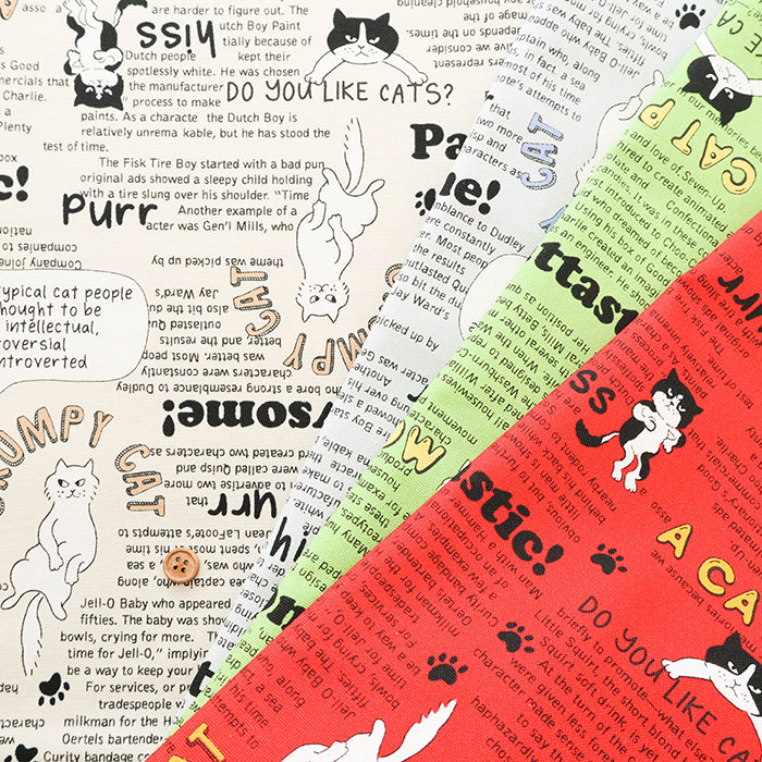 Cotton Oxford Fabric - Nyanko Newspaper - nomura tailor