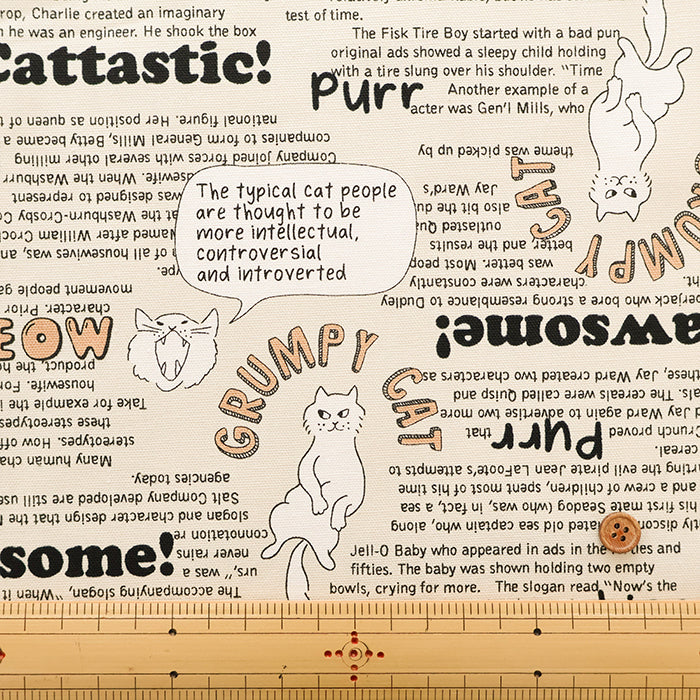 Cotton Oxford Fabric - Nyanko Newspaper - nomura tailor