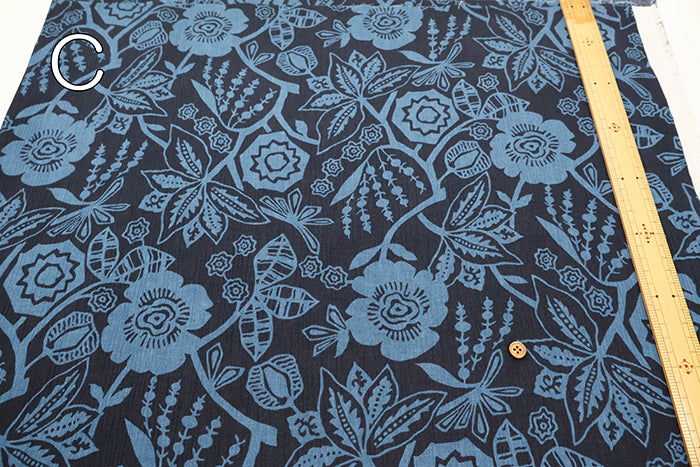 Cotton Takashima Crepe Printed Fabric - Flower - nomura tailor