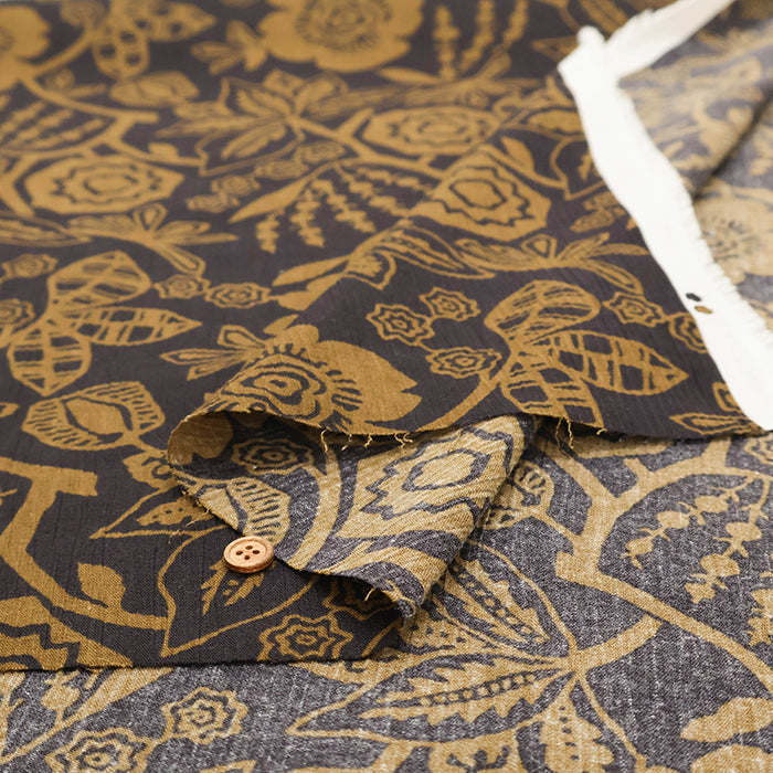 Cotton Takashima Crepe Printed Fabric - Flower - nomura tailor