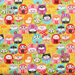 Cotton Scare Printed Fabric - Wanko-da-Wa Daruma Dog - nomura tailor
