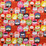 Cotton Scare Printed Fabric - Wanko-da-Wa Daruma Dog - nomura tailor