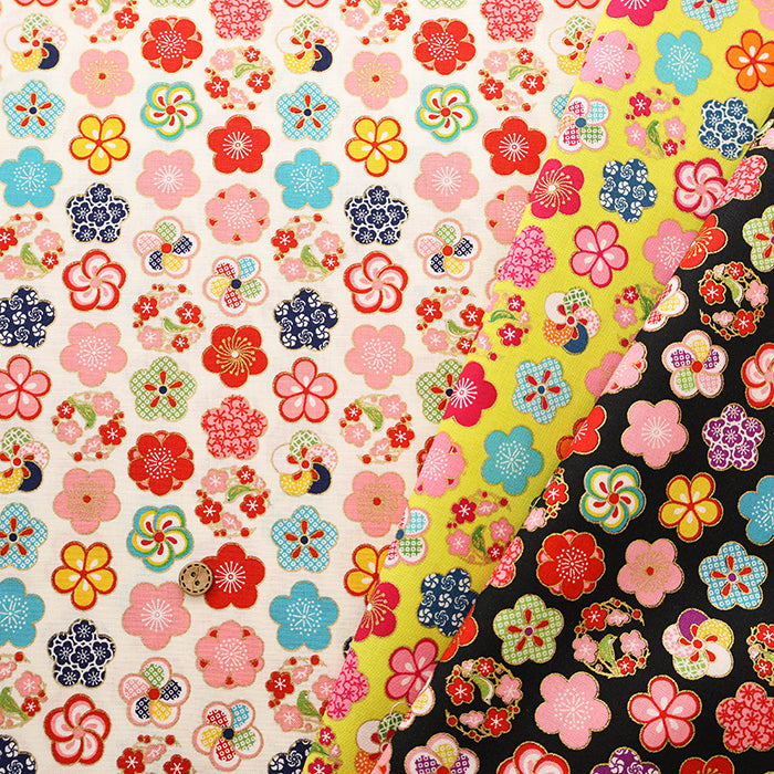 Cotton Scare Printed Fabric - Kinka Story - Warbler and Plum Blossoms - nomura tailor