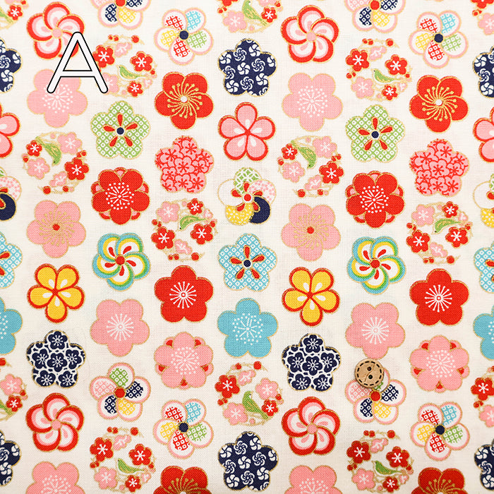 Cotton Scare Printed Fabric - Kinka Story - Warbler and Plum Blossoms - nomura tailor