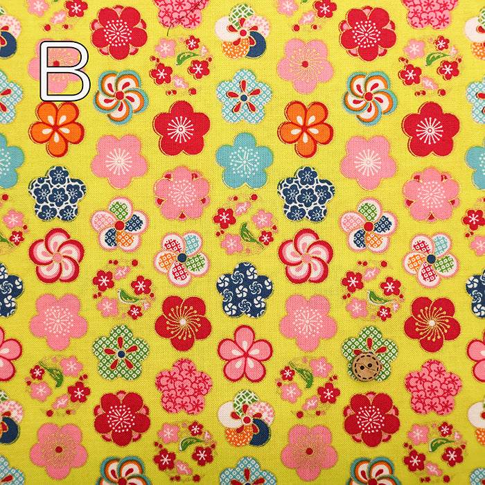 Cotton Scare Printed Fabric - Kinka Story - Warbler and Plum Blossoms - nomura tailor