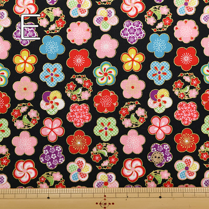 Cotton Scare Printed Fabric - Kinka Story - Warbler and Plum Blossoms - nomura tailor