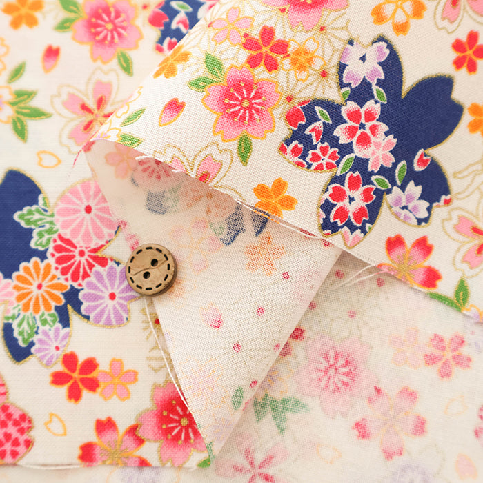 Cotton Scare Printed Fabric - Kinka Story - Rabbit and Cherry Blossoms - nomura tailor