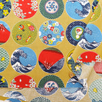 Cotton Muslin Printed Fabric - Japanese Dish Style - nomura tailor