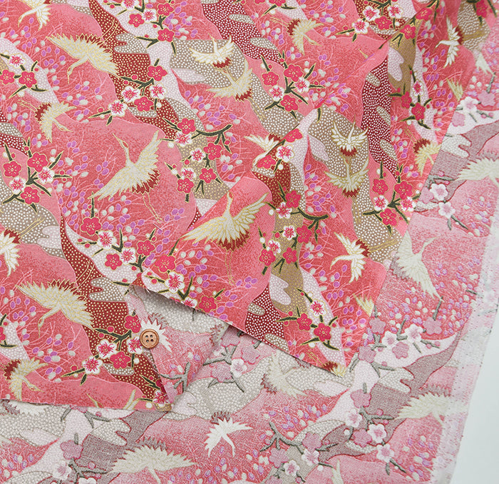 Cotton Muslin Lame (Glitter) Fabric - Crane - nomura tailor