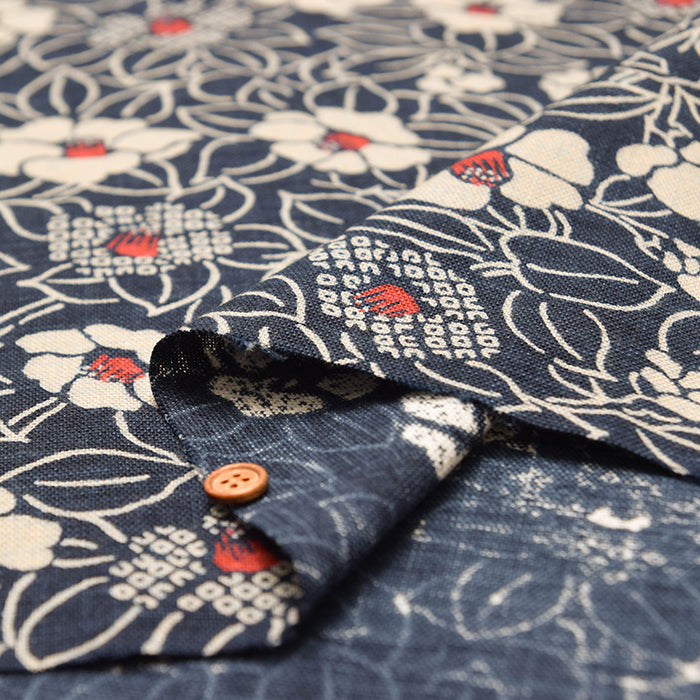 Cotton Irregular Yarn Cross  Fabric - Camellia - nomura tailor
