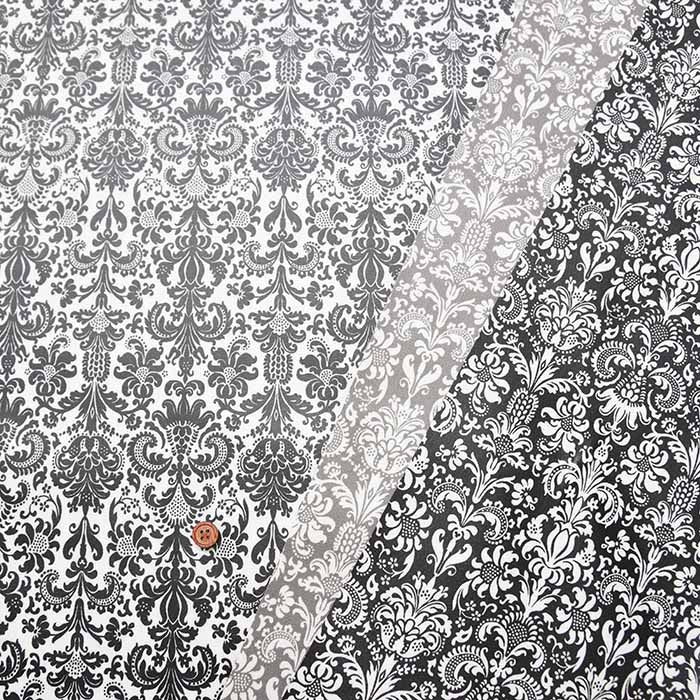 Cotton Oxford Print Laminated Fabric (Matte) - Damask - nomura tailor