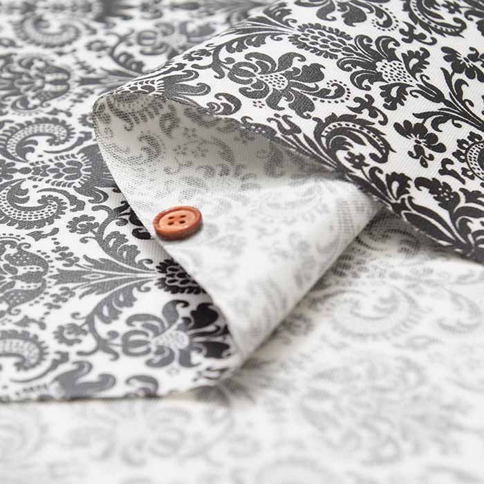 Cotton Oxford Print Laminated Fabric (Matte) - Damask - nomura tailor