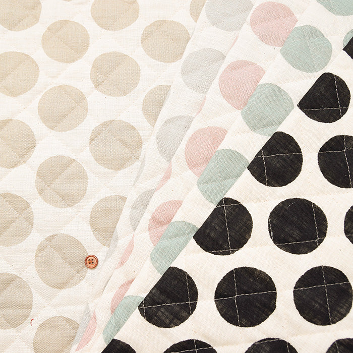 Linen-Like Slub Printed Quilt Fabric - Polka Dots<Half Stitch> - nomura tailor