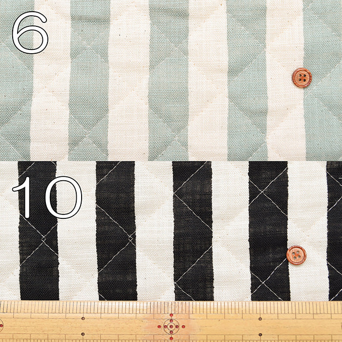 Linen-Like Slub Printed Quilt Fabric - Stripe <Half Stitch> - nomura tailor