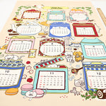 <Patterned Cut>2026 Calendar -  TEA TIME Cat (1 Pattern: Approx. 92cm × 60cm) - nomura tailor