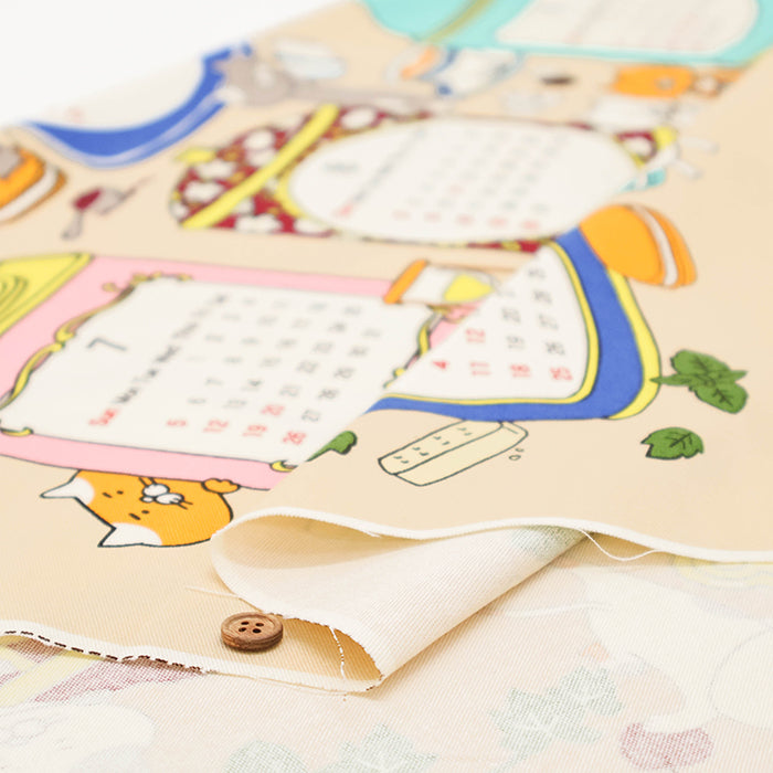<Patterned Cut>2026 Calendar -  TEA TIME Cat (1 Pattern: Approx. 92cm × 60cm) - nomura tailor