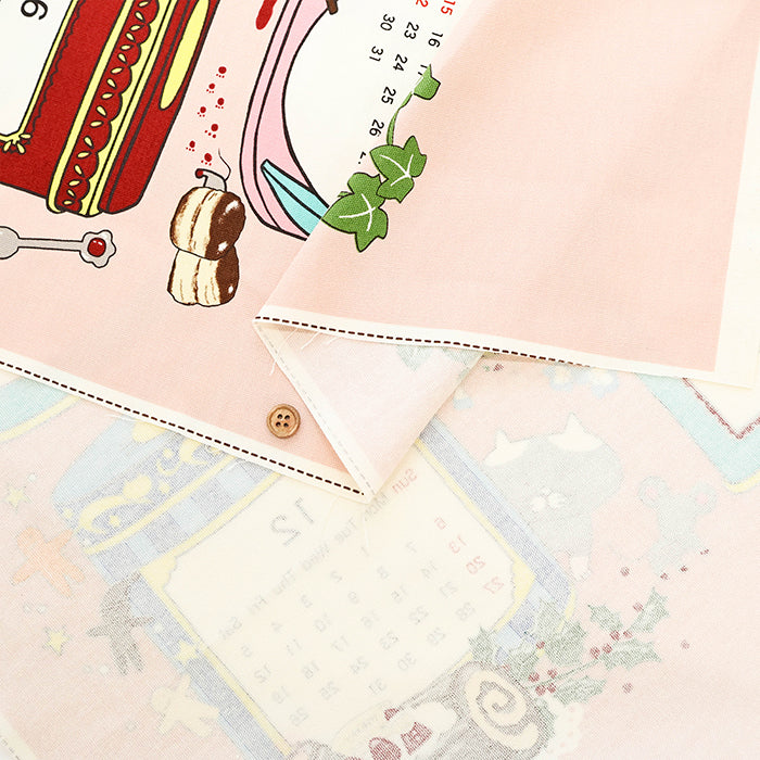 <Patterned Cut>2026 Calendar -  TEA TIME Cat (1 Pattern: Approx. 92cm × 60cm) - nomura tailor