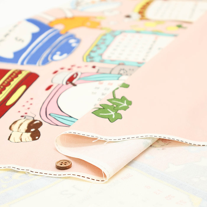 <Patterned Cut>2026 Calendar -  TEA TIME Cat (1 Pattern: Approx. 92cm × 60cm) - nomura tailor